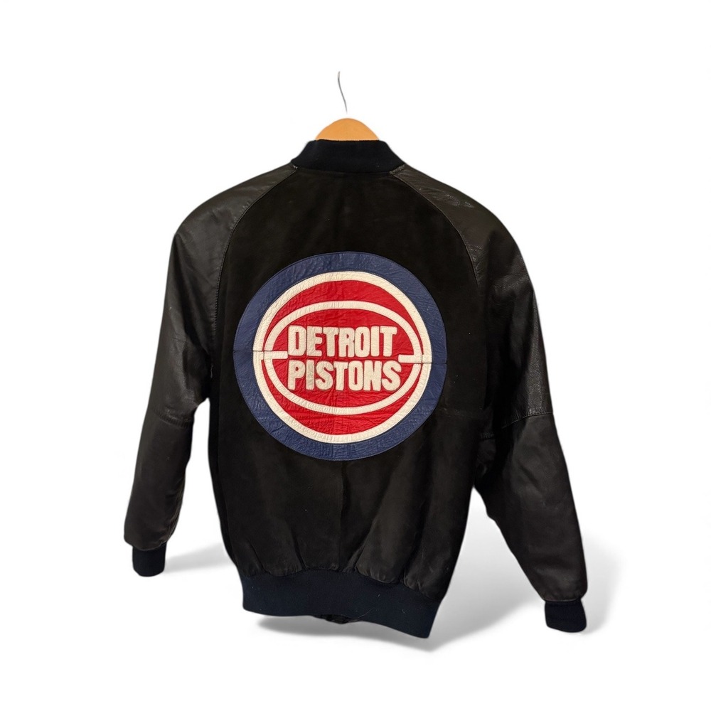 Vtg Detroit Pistons Starter Bomber Jacket 89 90 World Champions Leather Suede S‎